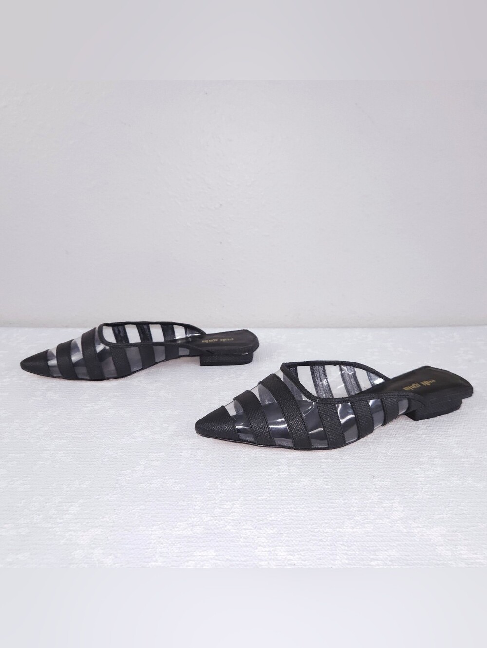 CULT GAIA Femi Mule Black Pointed Toe Slide Flats EU 39.5 - Picture 2 of 10